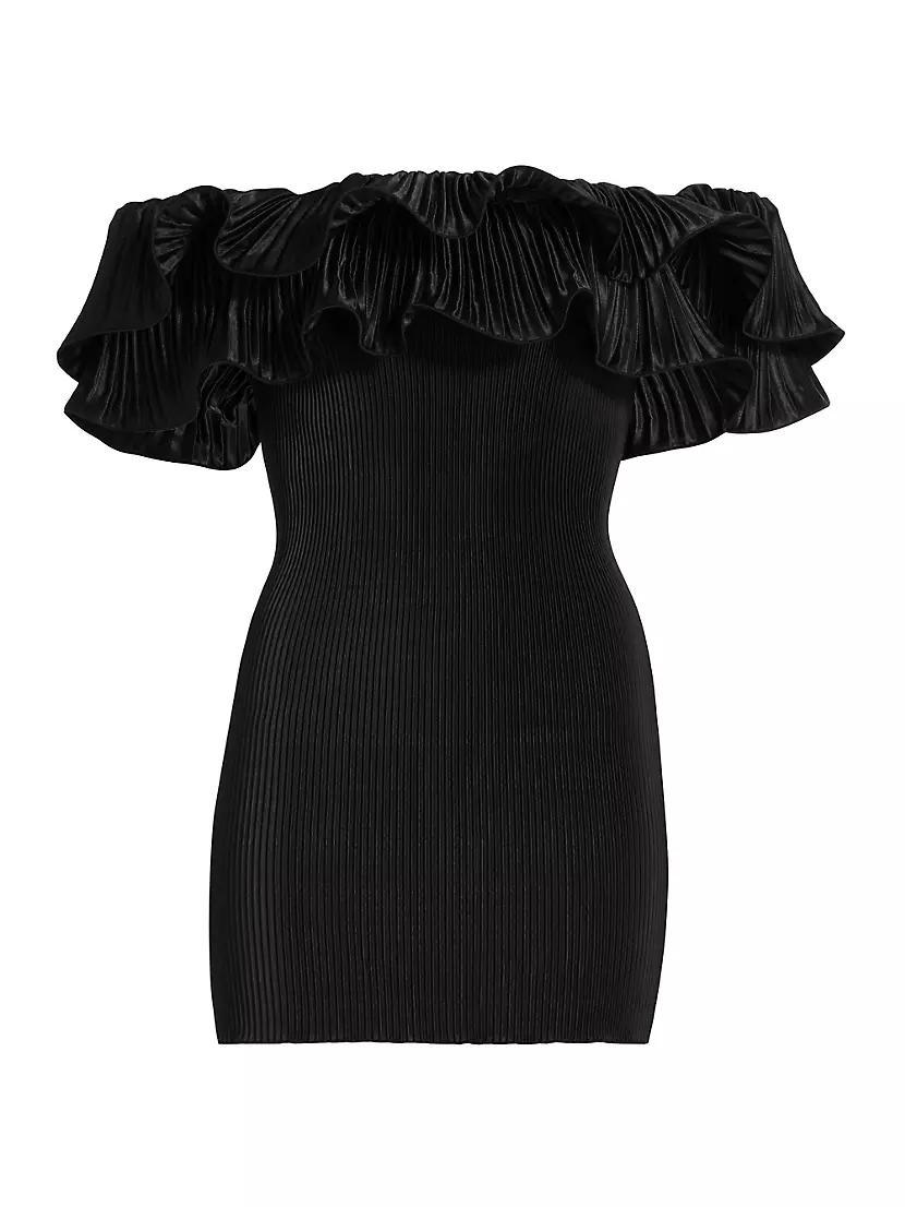 Off-The-Shoulder Pleated Minidress Product Image