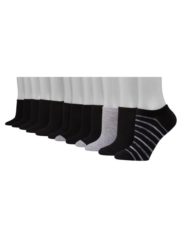 Hanes Womens Lightweight No Show Socks, 12-Pairs Solid White 5-9 Product Image