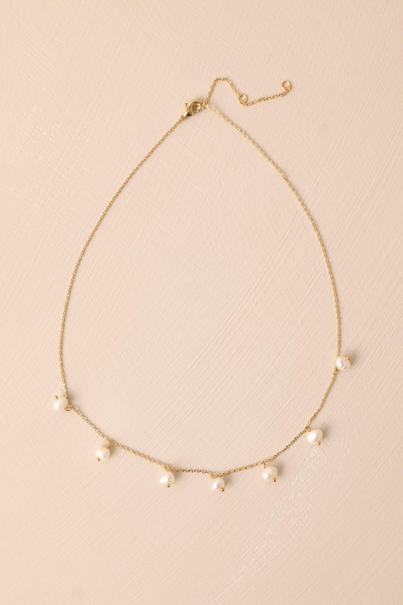 Astral Bloom Gold & Ivory Pearl Chain Necklace Product Image