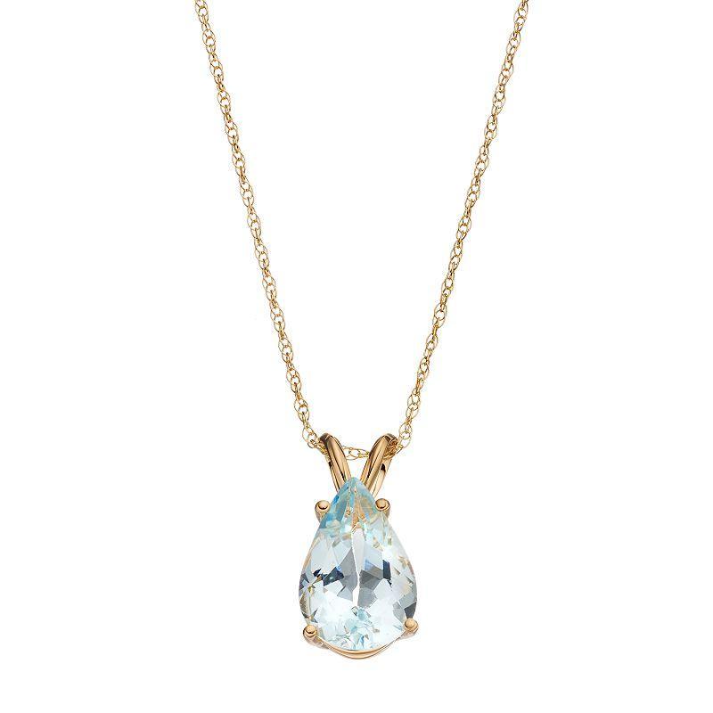 Celebration Gems 14k Gold Aquamarine Teardrop Pendant, Womens Blue Product Image