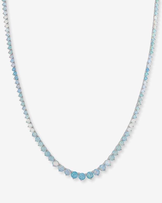 Not Your Basic Graduated Ombré Tennis Necklace 16" - Silver|Blue Opal Ombré Product Image