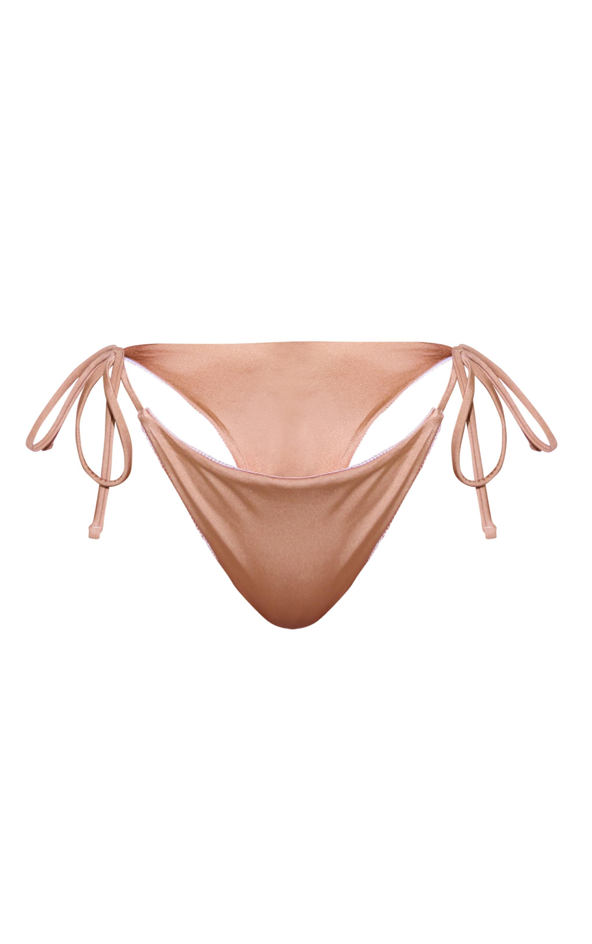 Gold Contract Stitch Tie Side Bikini Bottoms Product Image