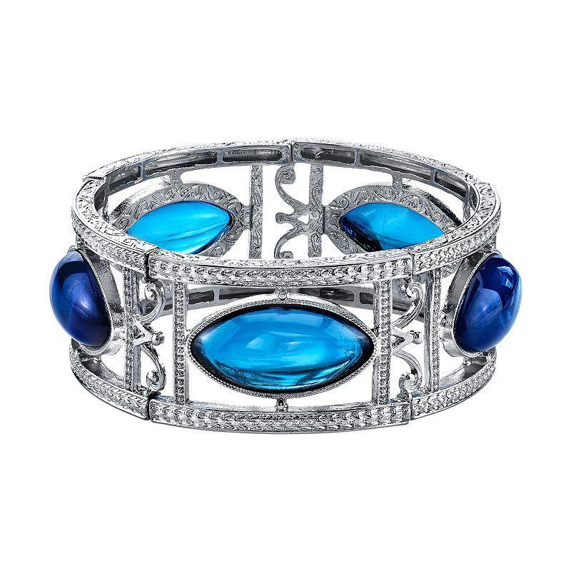 1928 Blue Marquise Stretch Bracelet, Womens Product Image