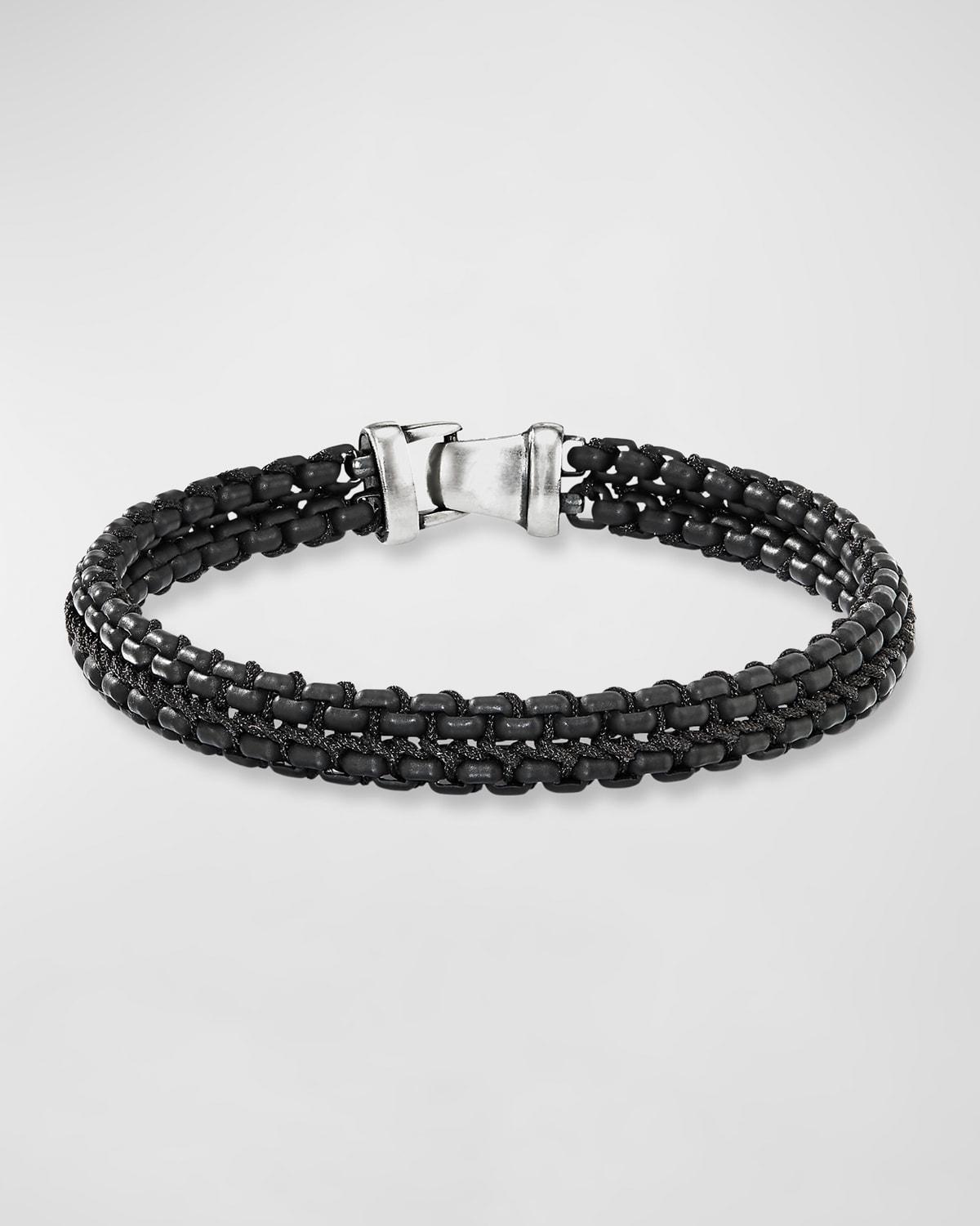 Mens Woven Box Chain Bracelet with Stainless Steel and Nylon Product Image