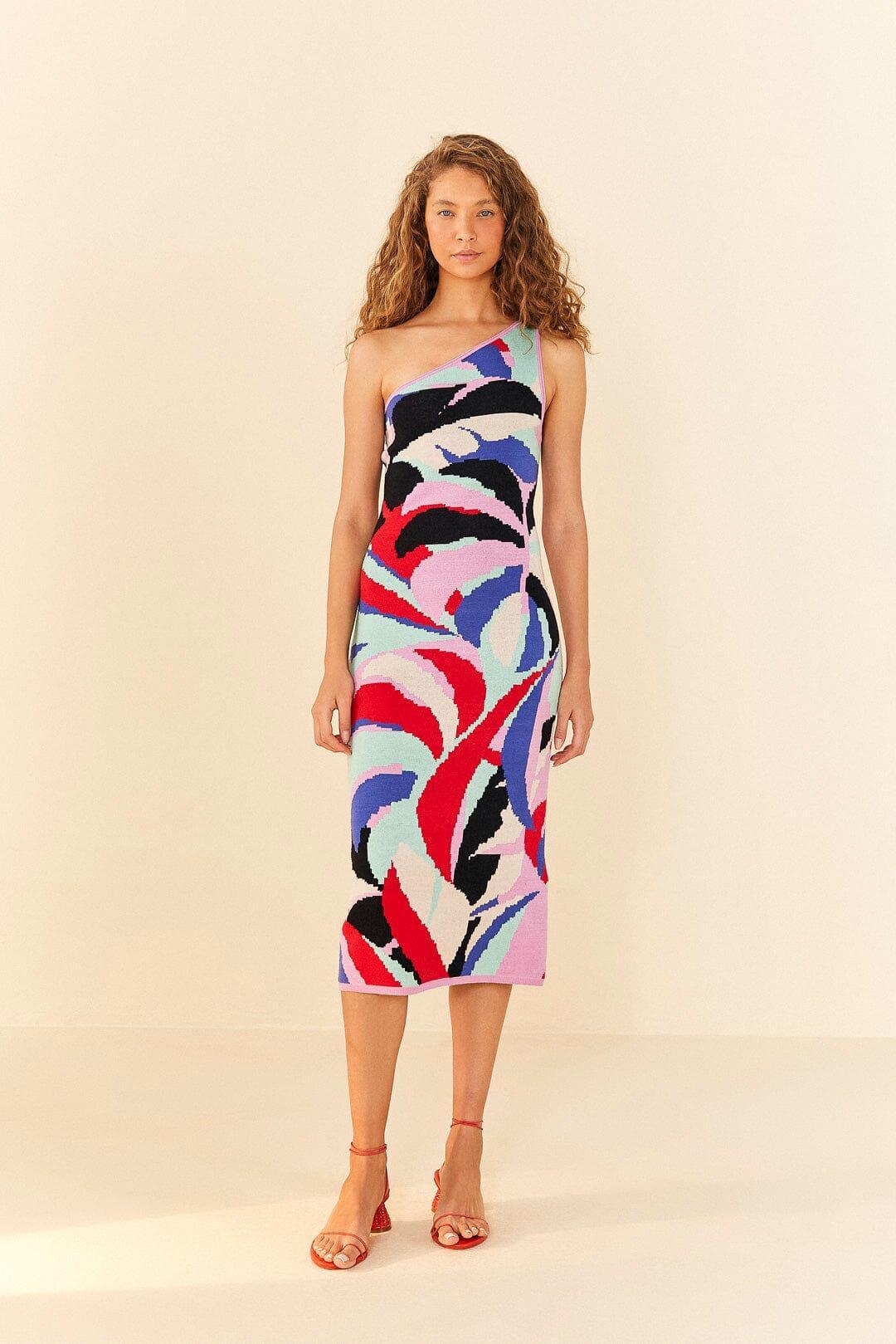 Colorful Monstera Knit Dress Product Image