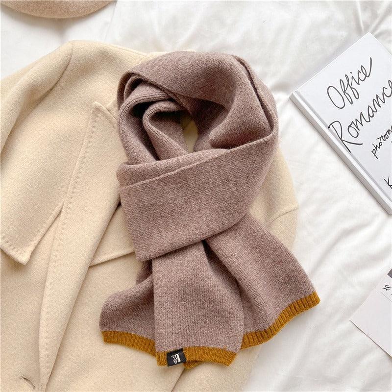 Solid-Colored Warm Cashmere Winter Knitted Scarves Light Brown Product Image