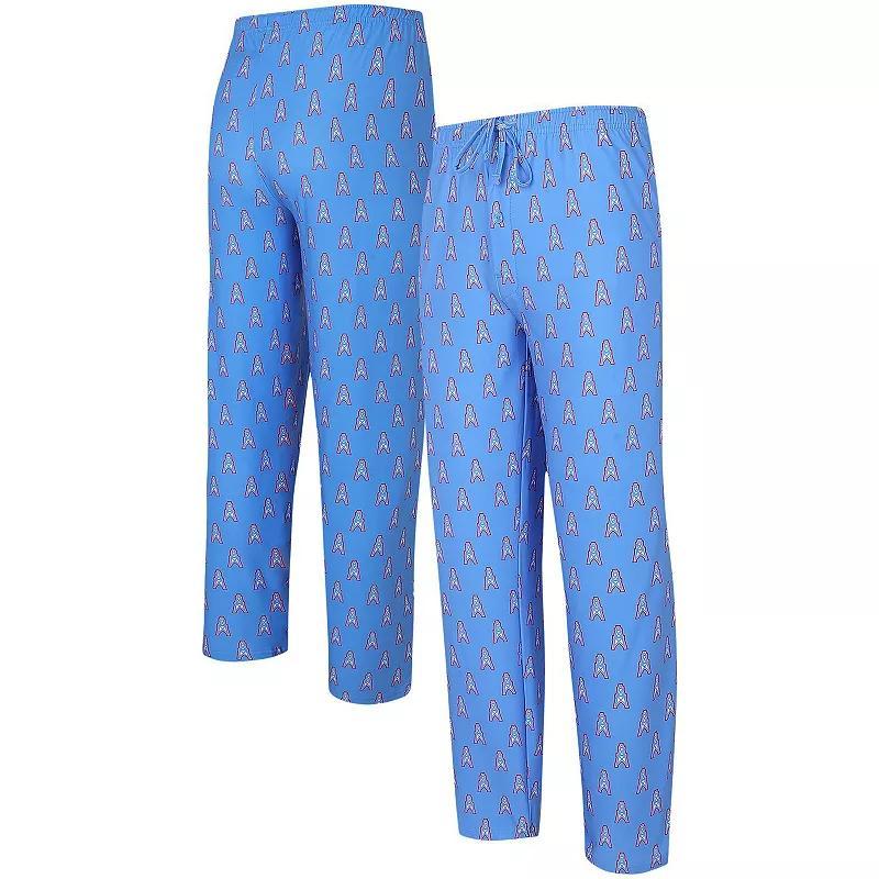 Mens Concepts Sport Light Blue Houston Oilers Gauge Throwback Allover Print Knit Pants Product Image