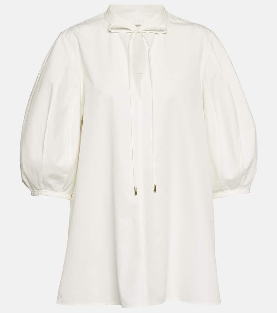 CHLOÉ Puff-sleeve Cotton Blouse In Buttercream Product Image