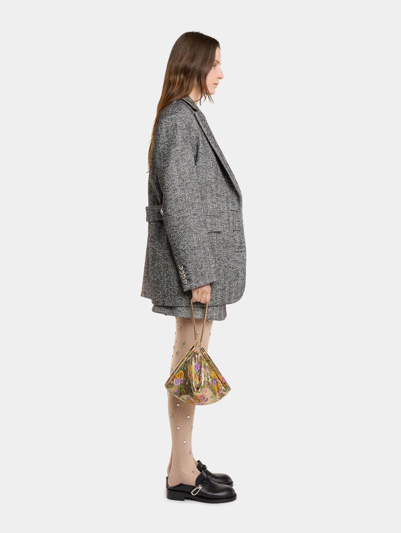 LONG BLAZER IN HERRINGBONE WOOL Product Image