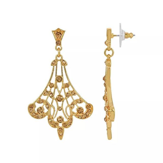 1928 Gold Tone Crystal Drop Earrings, One Size , Beige Product Image