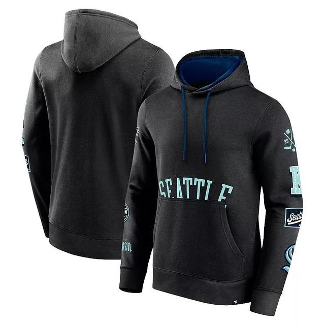 Mens Fanatics Branded Black Seattle Kraken Wild Winner Fleece Pullover Hoodie Product Image