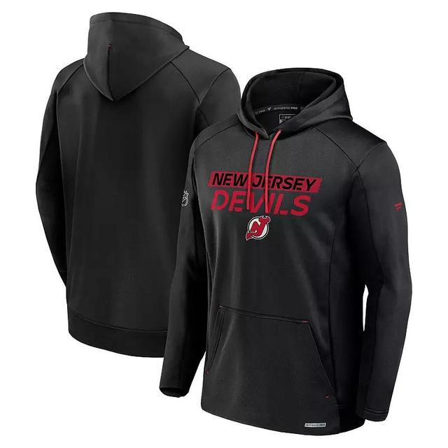 Mens Fanatics Black New Jersey Devils Authentic Pro Rink Fleece Pullover Hoodie Product Image