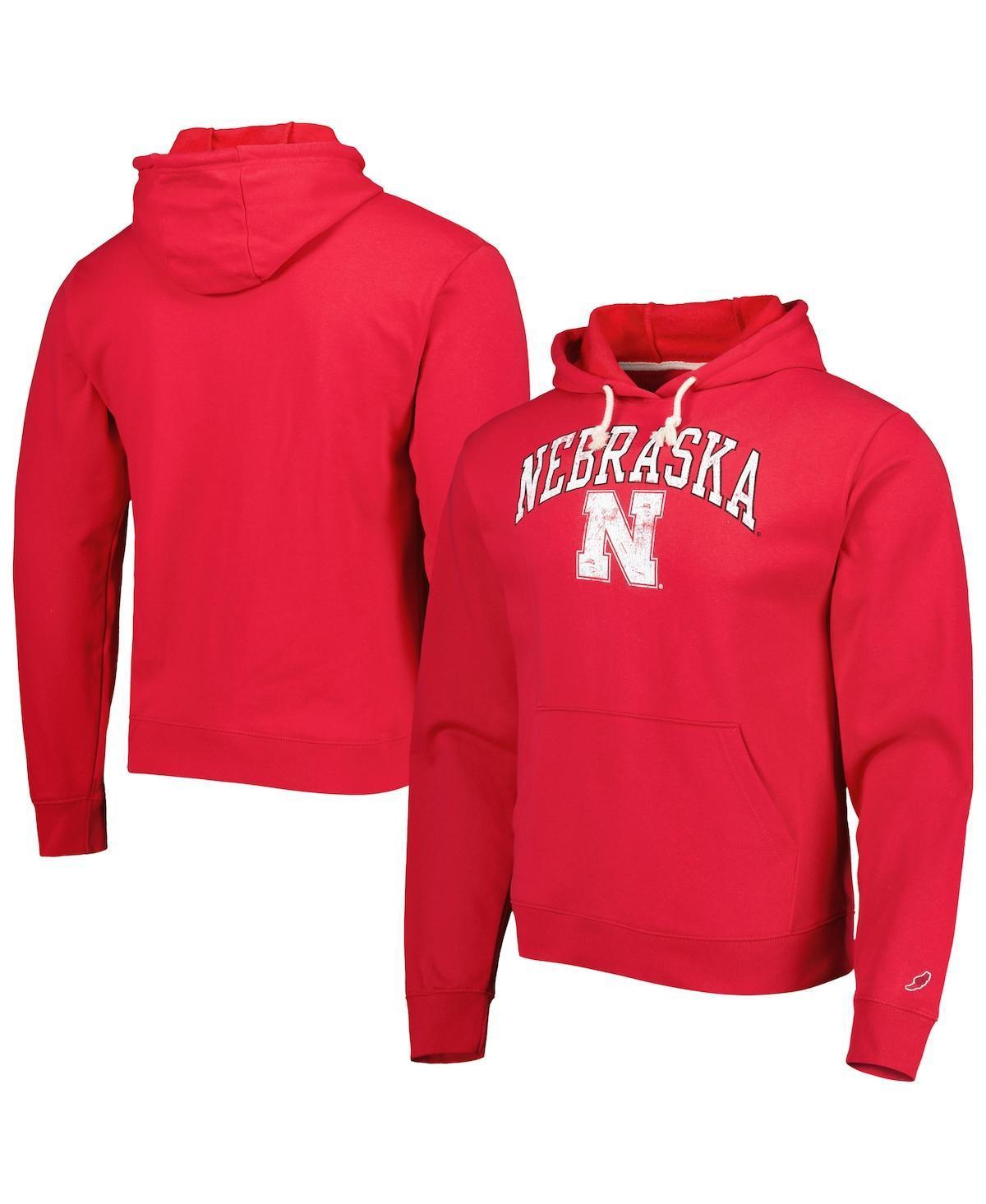 Mens League Collegiate Wear Scarlet Nebraska Huskers Arch Essential Fleece Pullover Hoodie Product Image