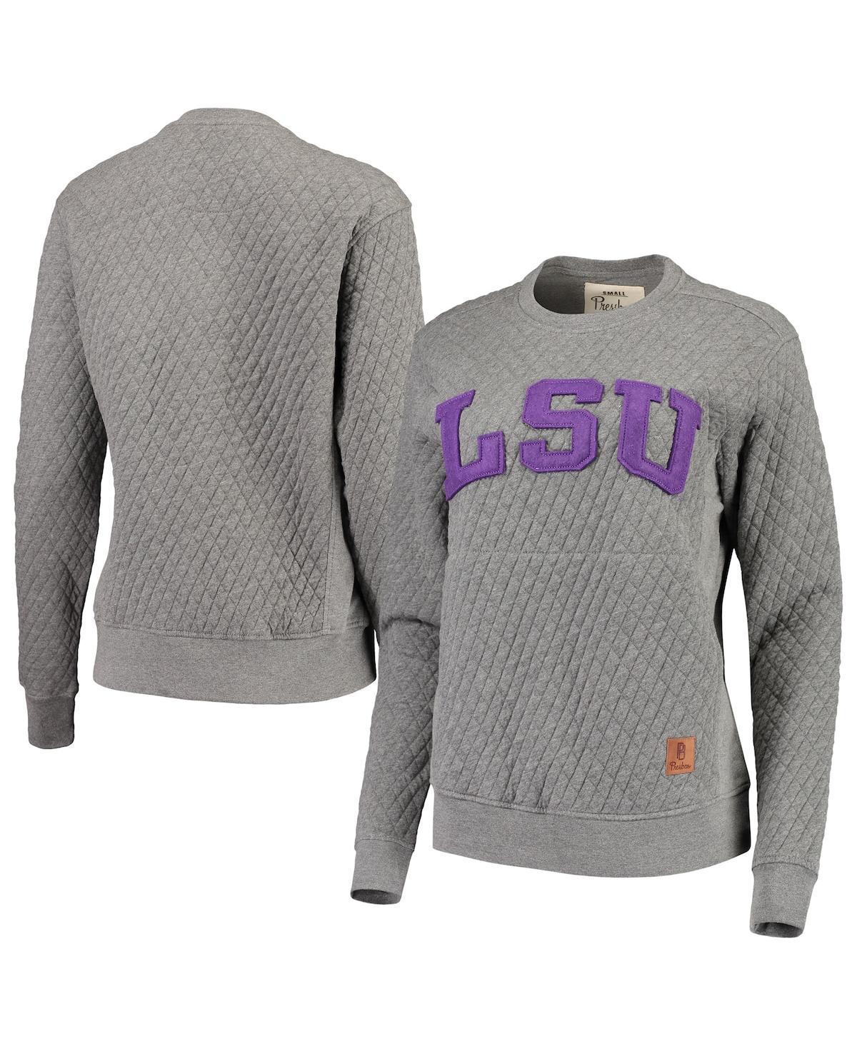 Womens Pressbox Heather Charcoal LSU Tigers Moose Quilted Pullover Sweatshirt product image