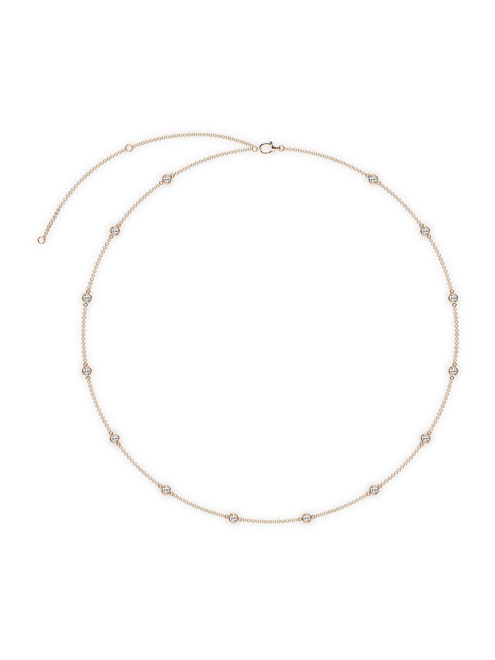 Womens 14K Rose Gold & 14-Diamond Station Necklace/0.70-2.10 TCW Product Image