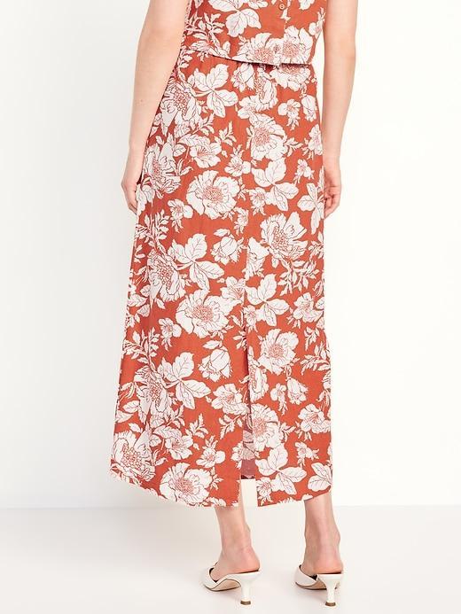 High-Waisted Linen-Blend Maxi Skirt Product Image