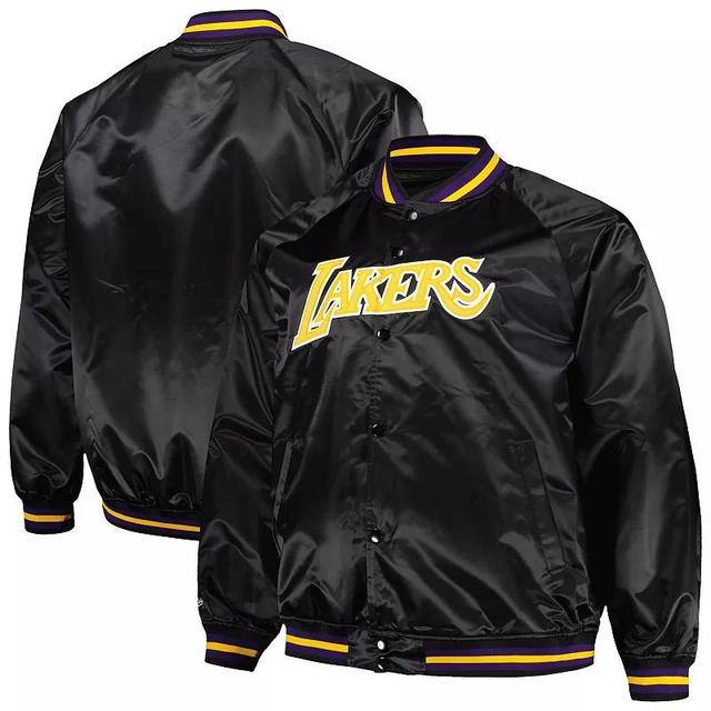 Mens Mitchell & Ness Los Angeles Lakers Big & Tall Hardwood Classics Wordmark Satin Raglan Full-Zip Jacket Product Image