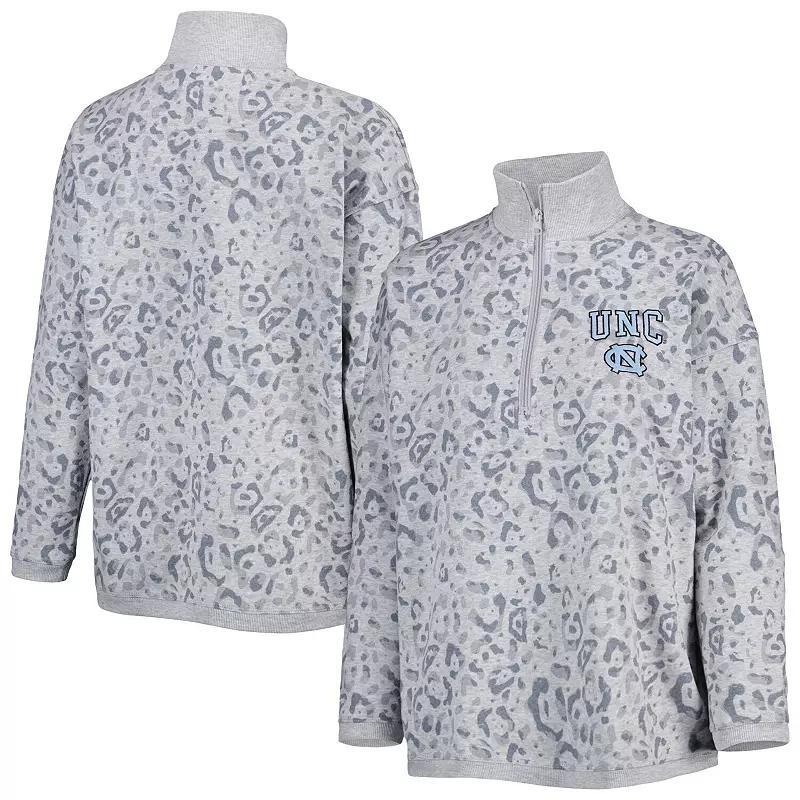 Womens Gameday Couture Heather Gray North Carolina Tar Heels Leopard Quarter-Zip Sweatshirt product image