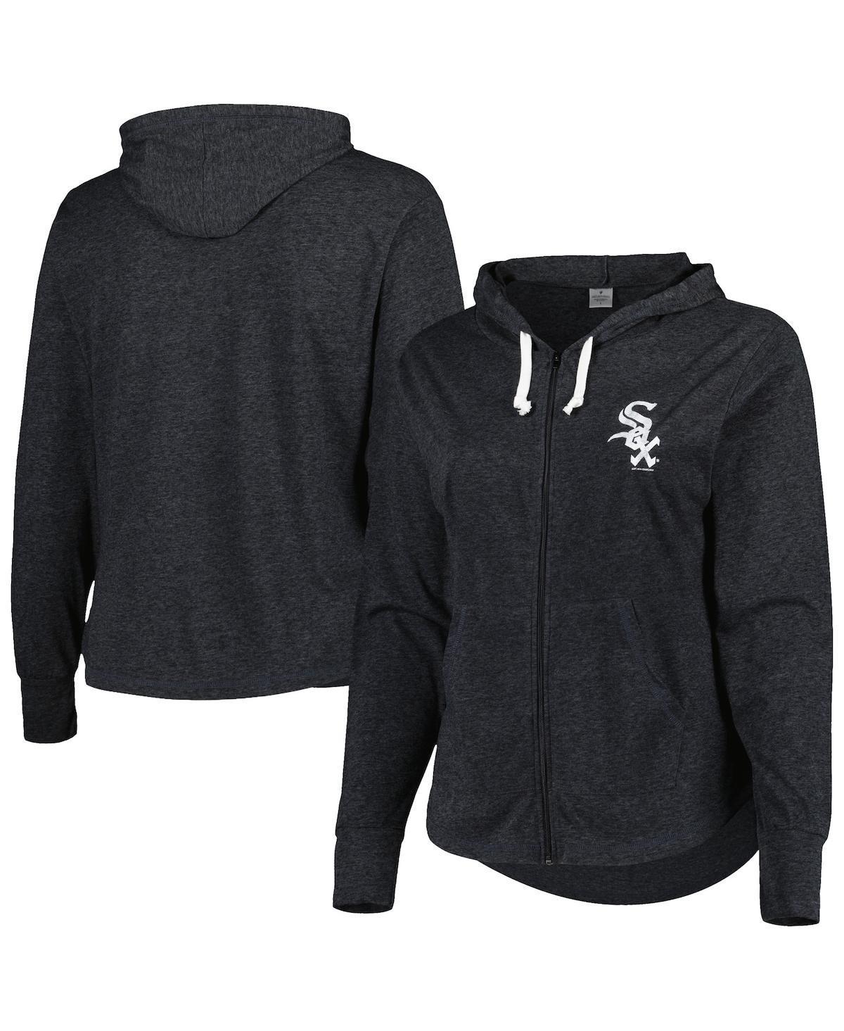 Womens Soft as a Grape Black Chicago White Sox Plus Size Full-Zip Tri-Blend Hoodie Product Image