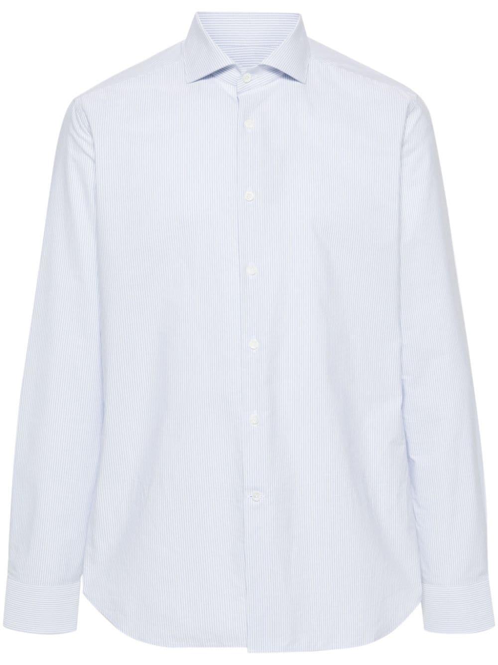 Striped Cotton Shirt In Blue Product Image