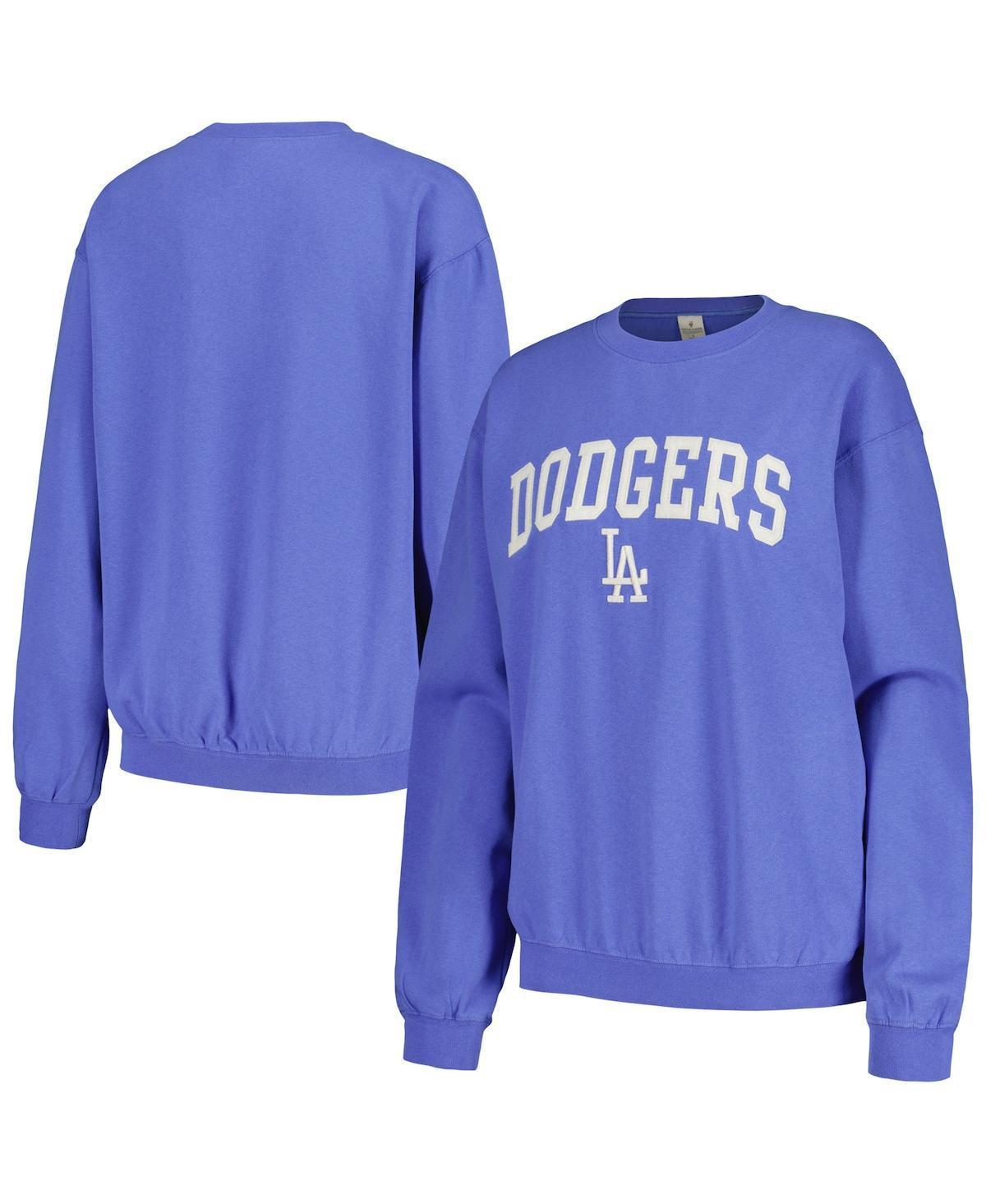 Womens Soft as a Grape Royal Los Angeles Dodgers Pigment Dye Pullover Sweatshirt Product Image