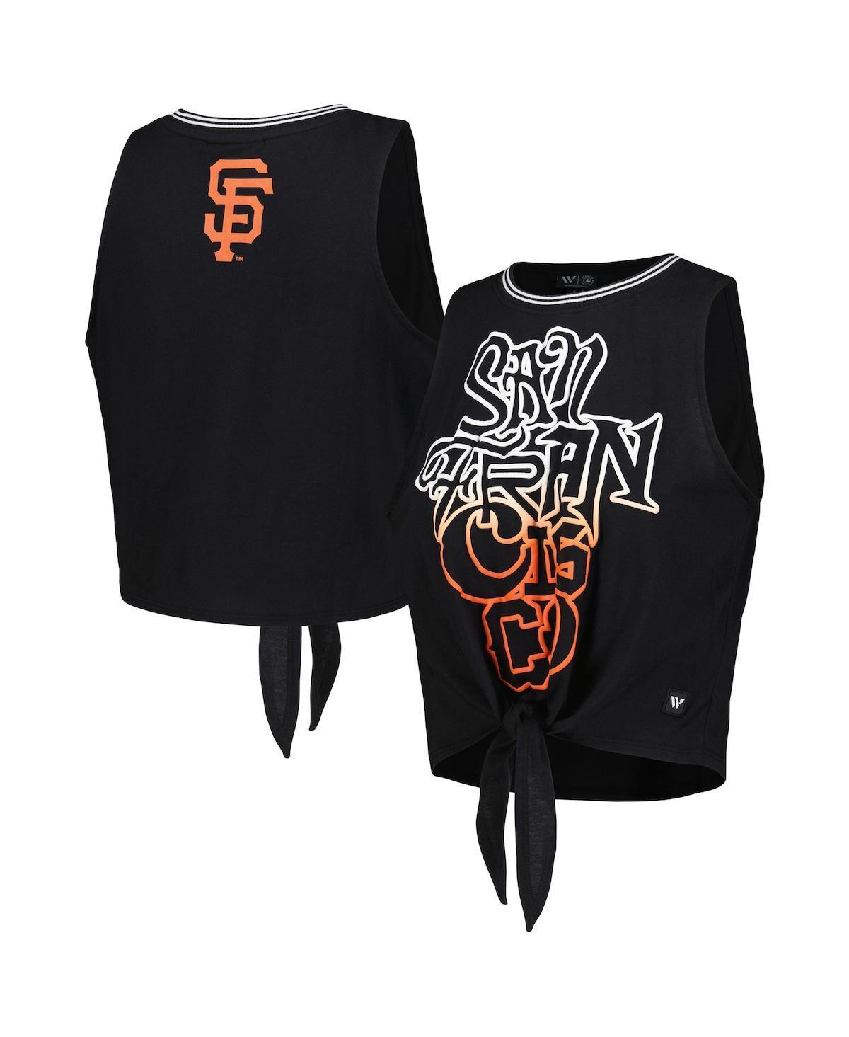 Womens The Wild Collective Black San Francisco Giants Twisted Tie Front Tank Top Product Image