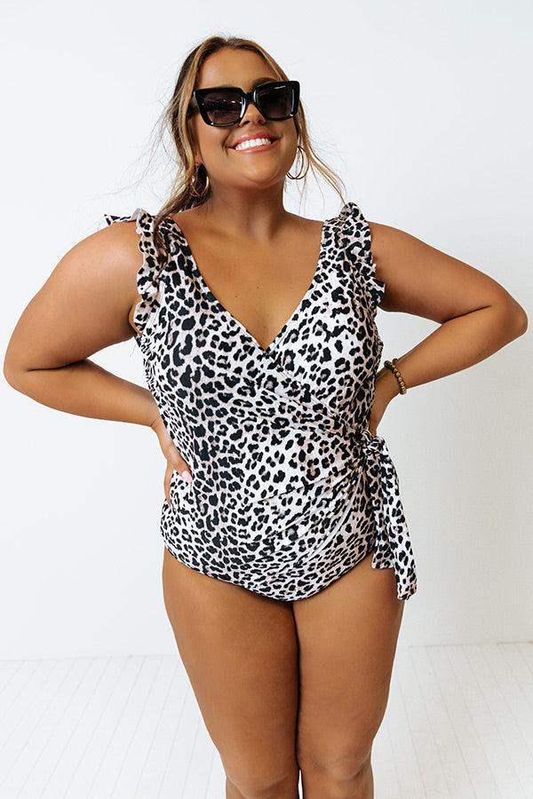 Wild Side Belted One Piece Swimsuit in Ivory Leopard Curves Product Image