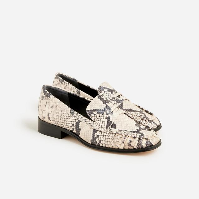 Maison ruched loafers in snake-embossed Italian leather Product Image