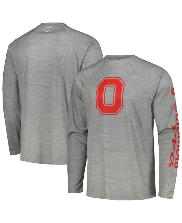 Mens Columbia Gray Ohio State Buckeyes PFG Terminal Tackle Omni-Shade Raglan Long Sleeve T-Shirt Product Image