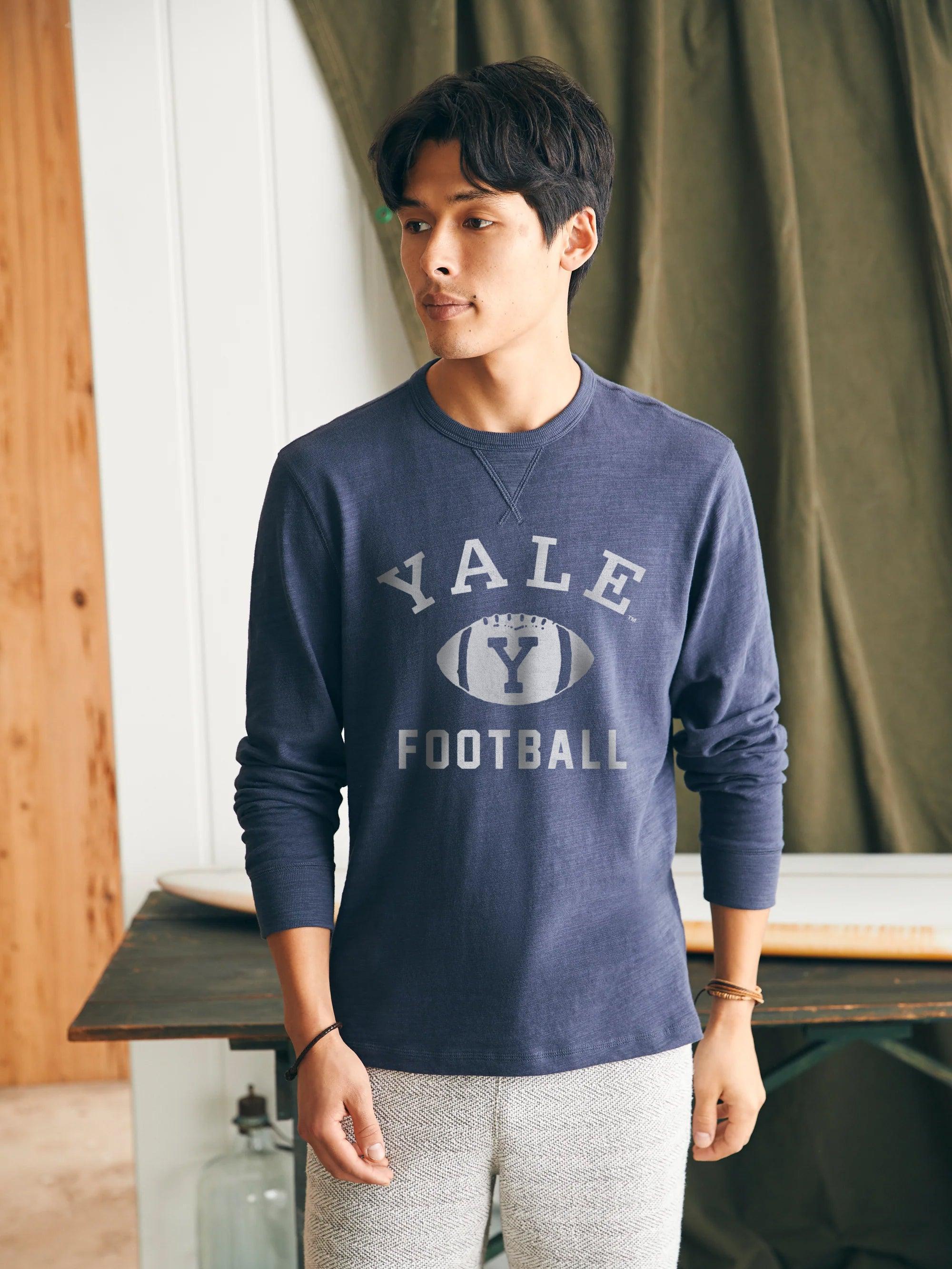 Sunwashed Slub Yale Logo Crew - Blue Nights Male Product Image