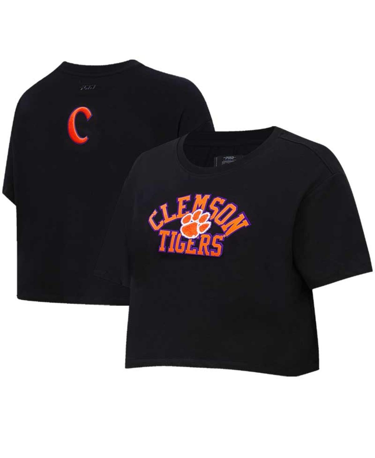 Womens Pro Standard Black Clemson Tigers Classic Three-Hit Boxy Cropped T-shirt Product Image