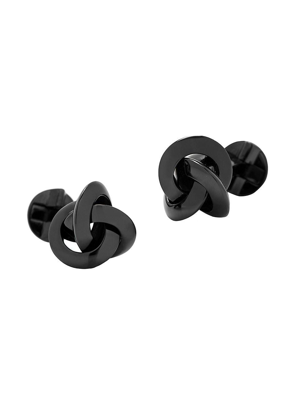 Mens Sterling Silver Black Knot Cufflinks Product Image