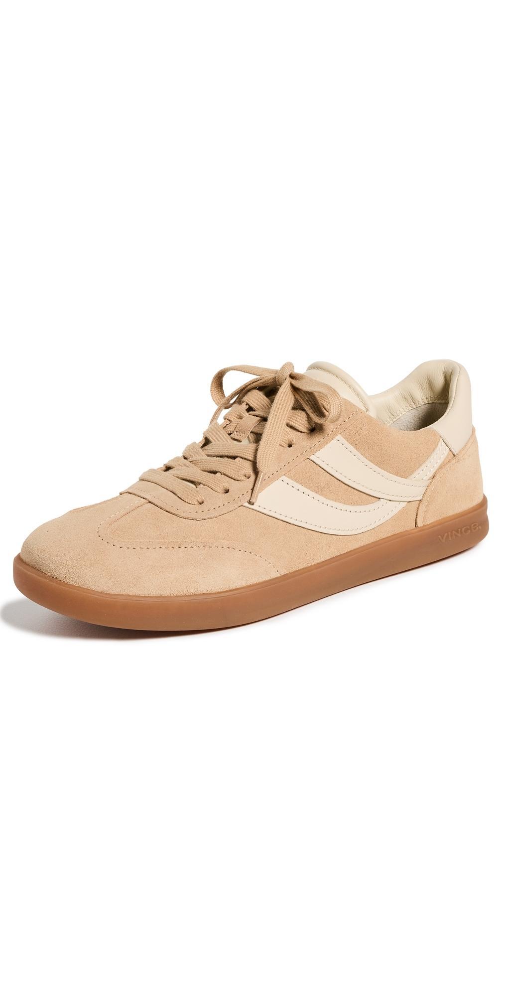 Oasis Mixed Leather Retro Sneakers In Sand Beige Product Image