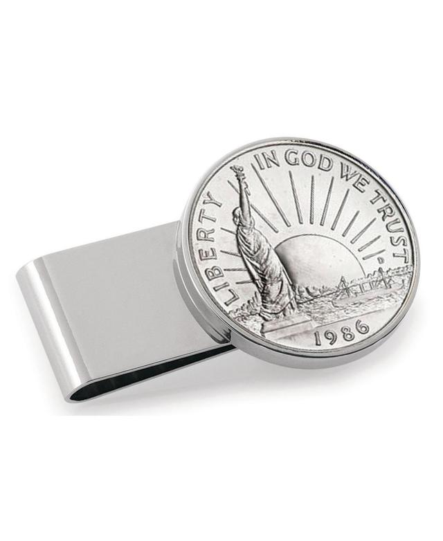 Mens American Coin Treasures Statue of Liberty Commemorative Half Dollar Stainless Steel Coin Money Clip - Silver Product Image