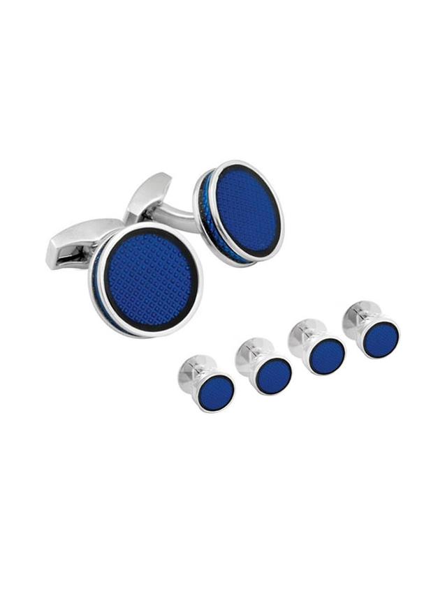 Mens Tablet Ice 6-Piece Round Cufflink & Shirt Studs Set Product Image