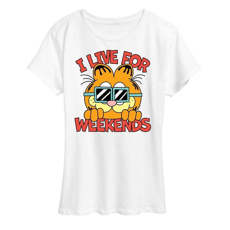 Womens Garfield I Live For Weekends Graphic Tee, Girls Grey Gray Product Image