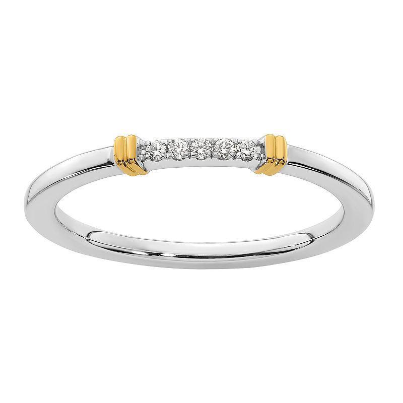 Stacks & Stones 14k Gold & 18k White Gold Two-Tone 1/10 Carat T.W. Diamond Stackable Ring, Womens 14k Two Tone Product Image