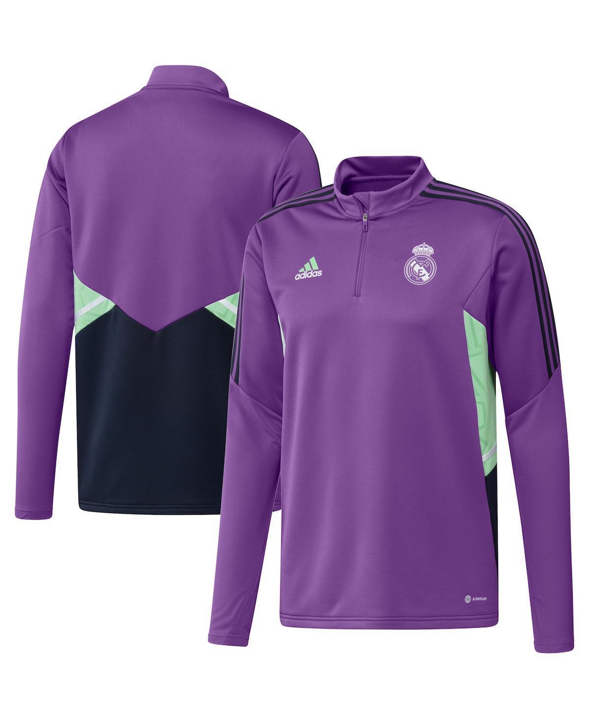 Mens adidas Purple Real Madrid Training AEROREADY Quarter-Zip Top Product Image