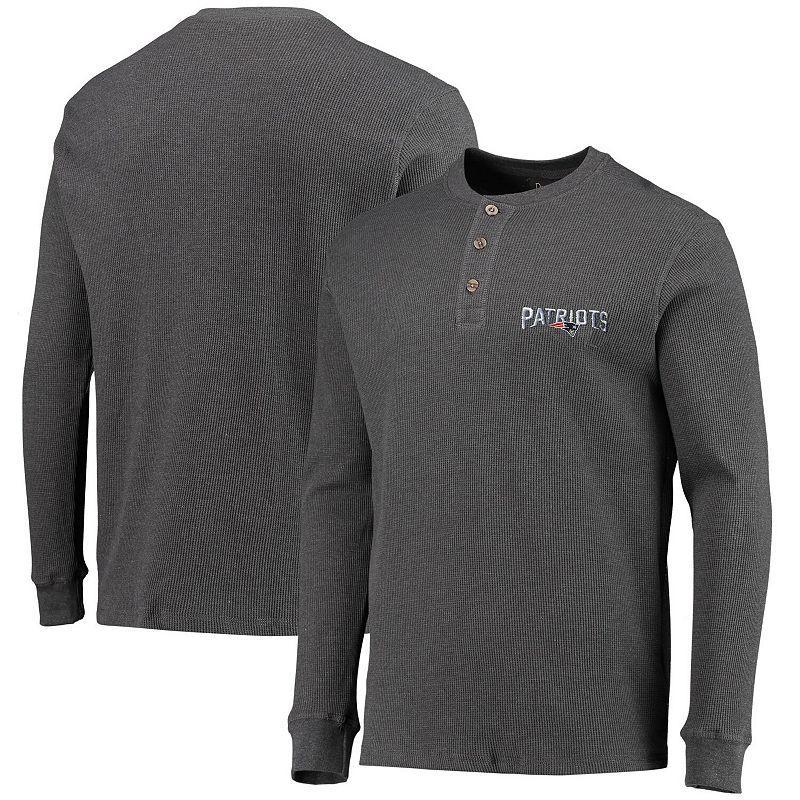 Mens Dunbrooke Heathered Gray New England Patriots Logo Maverick Thermal Henley Long Sleeve T-shirt Product Image