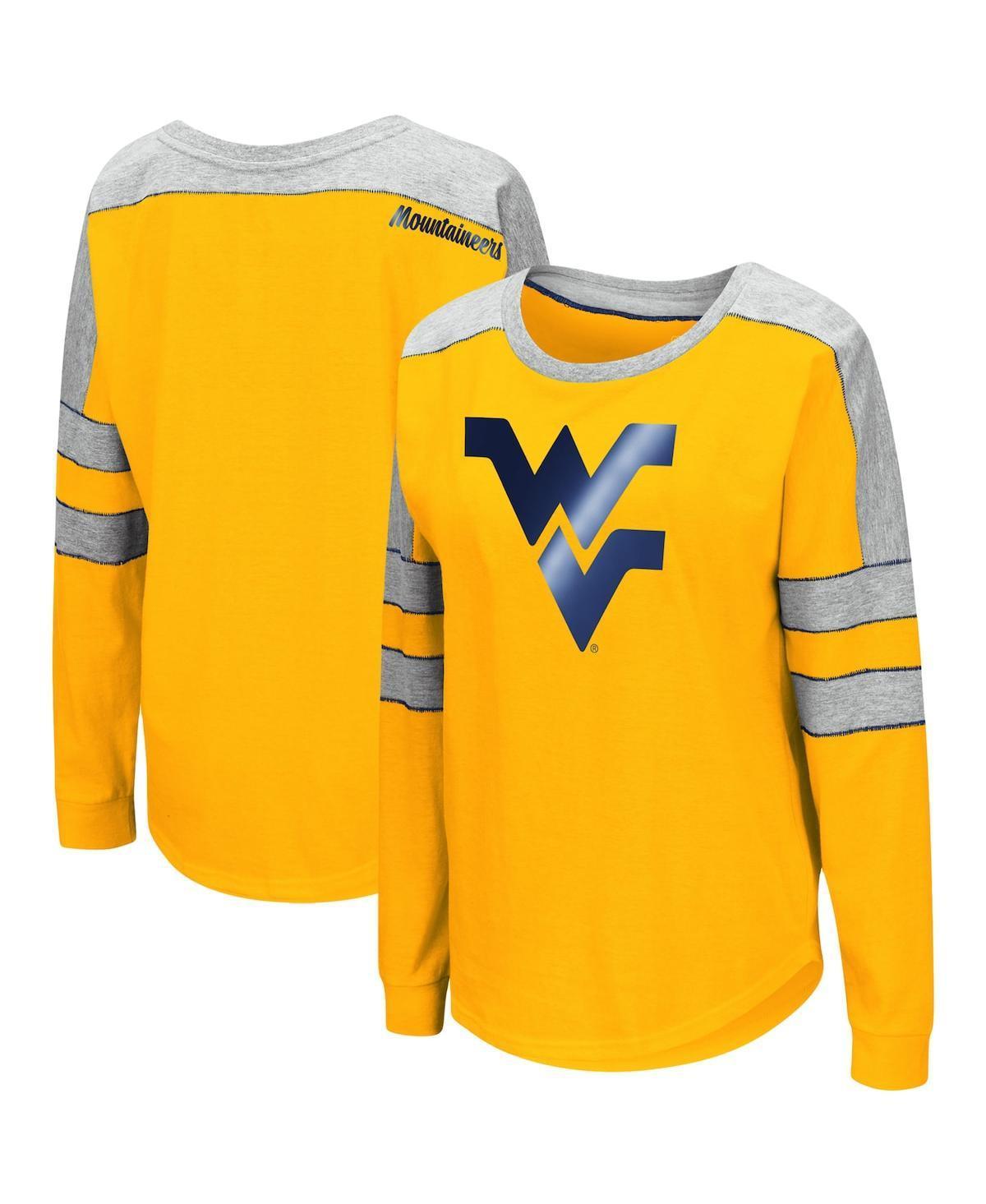 Womens Colosseum Gold West Virginia Mountaineers Trey Dolman Long Sleeve T-shirt Product Image