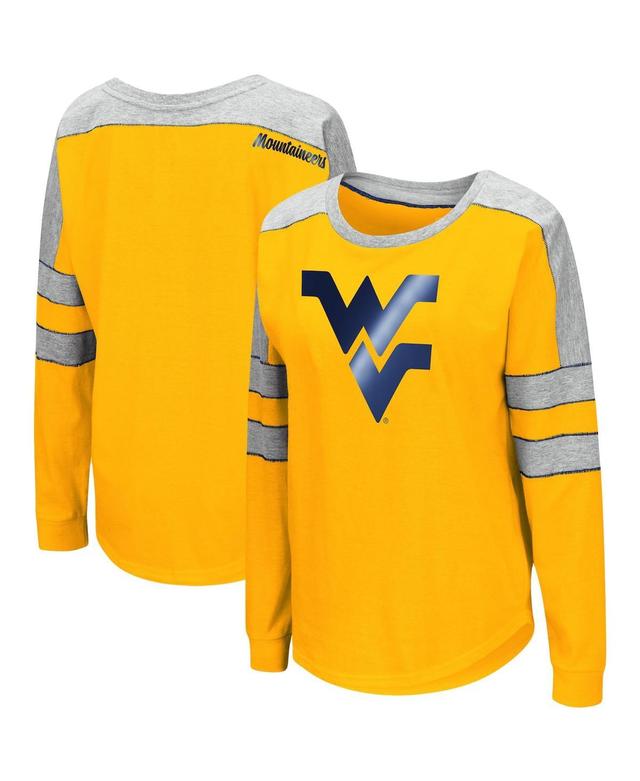 Womens Colosseum Gold West Virginia Mountaineers Trey Dolman Long Sleeve T-shirt Product Image