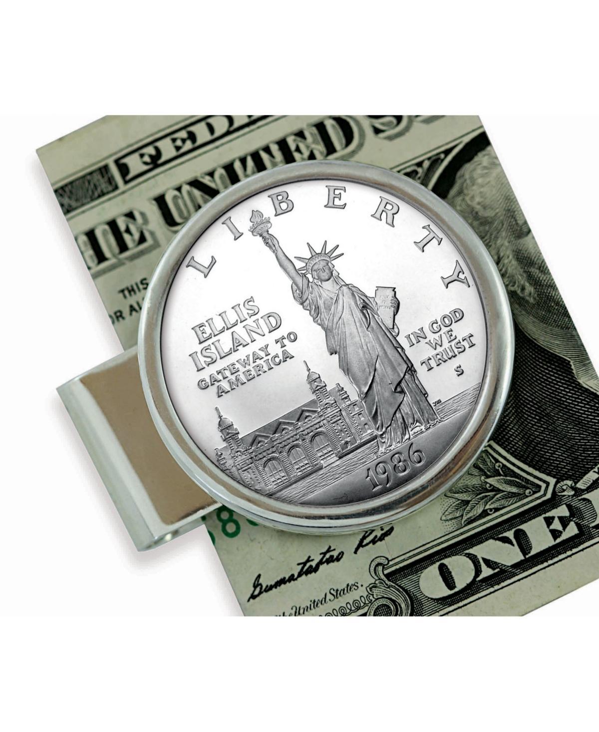 Mens American Coin Treasures 1986 Statue of Liberty Silver Dollar Sterling Silver Coin Money Clip - Silver Product Image