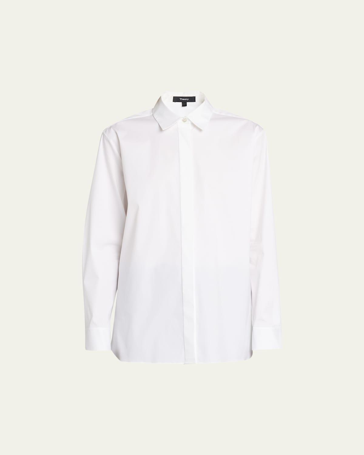 Classic Button-Front Boyfriend Shirt Product Image