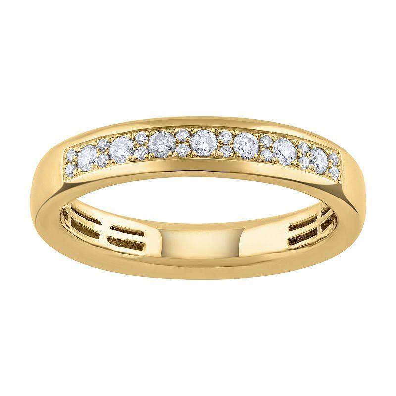 LOVE CLOUD 10k Yellow Gold 1/5 T.W. Round Diamond Wedding Band, Womens Product Image