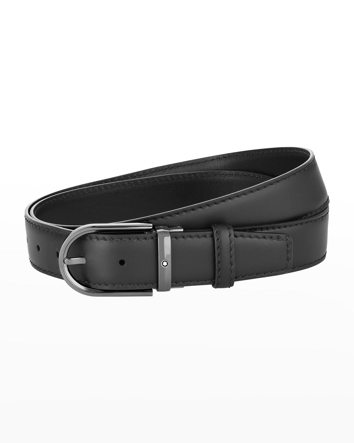 Mens Horseshoe Cut-to-Size Leather Belt Product Image