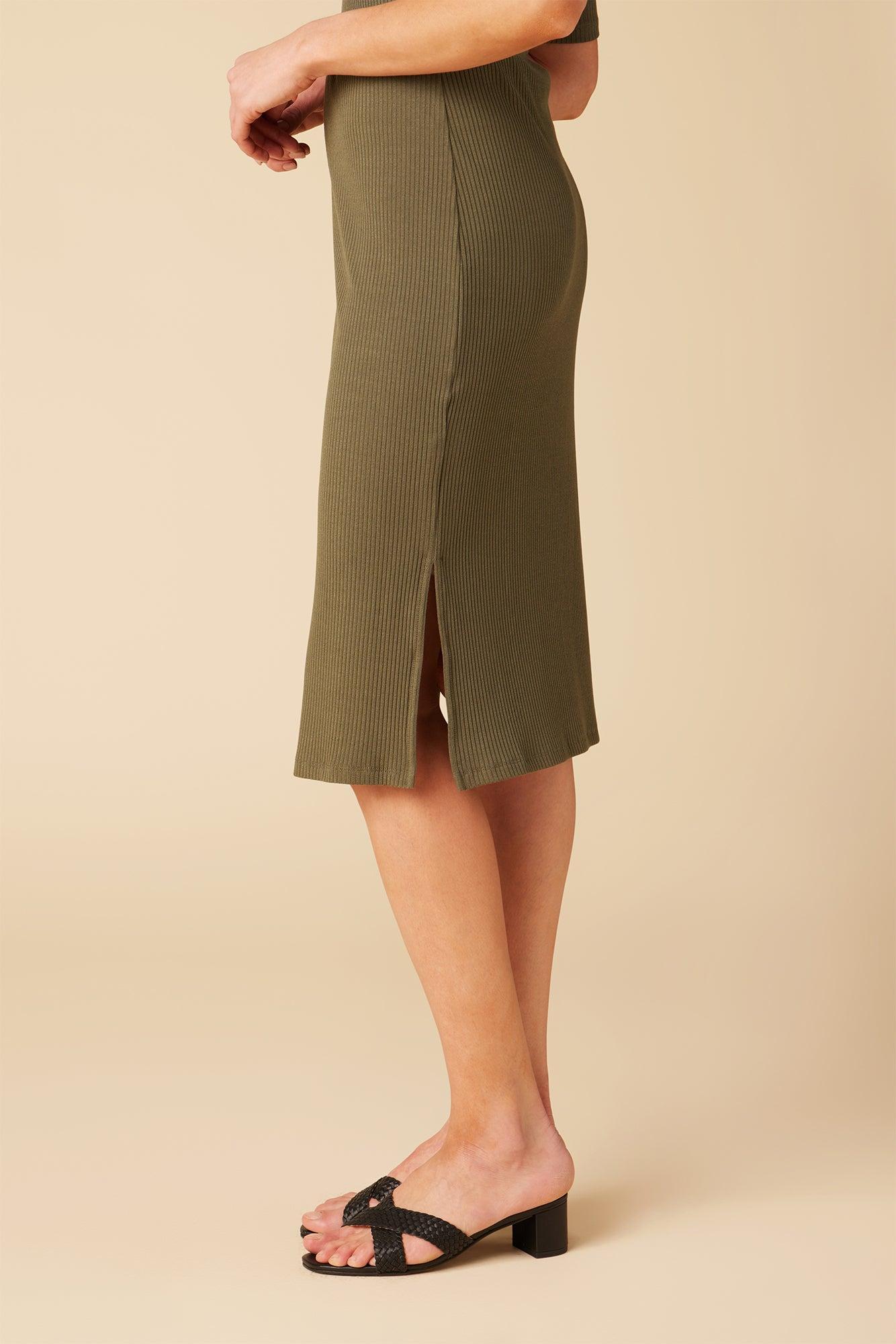 Vindy Paris Rib Skirt - Calla Green Product Image