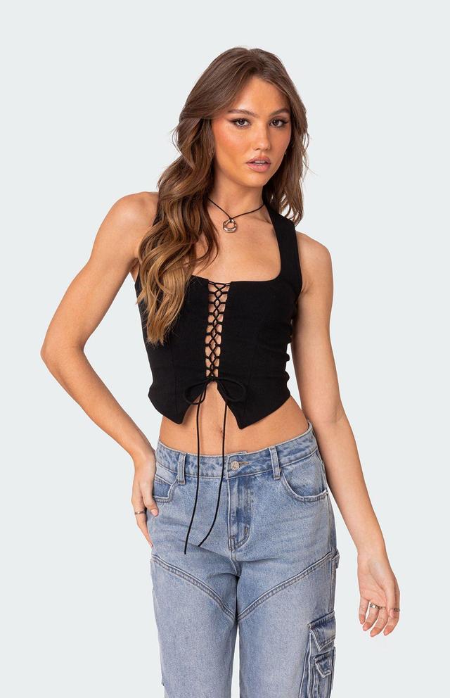 Edikted Women's Samantha Lace Up Top Product Image