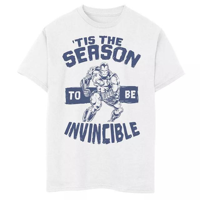 Boys 8-20 Marvel Iron Man Tis The Season To Be Invincible Christmas Graphic Tee, Boys Athletic Grey Product Image