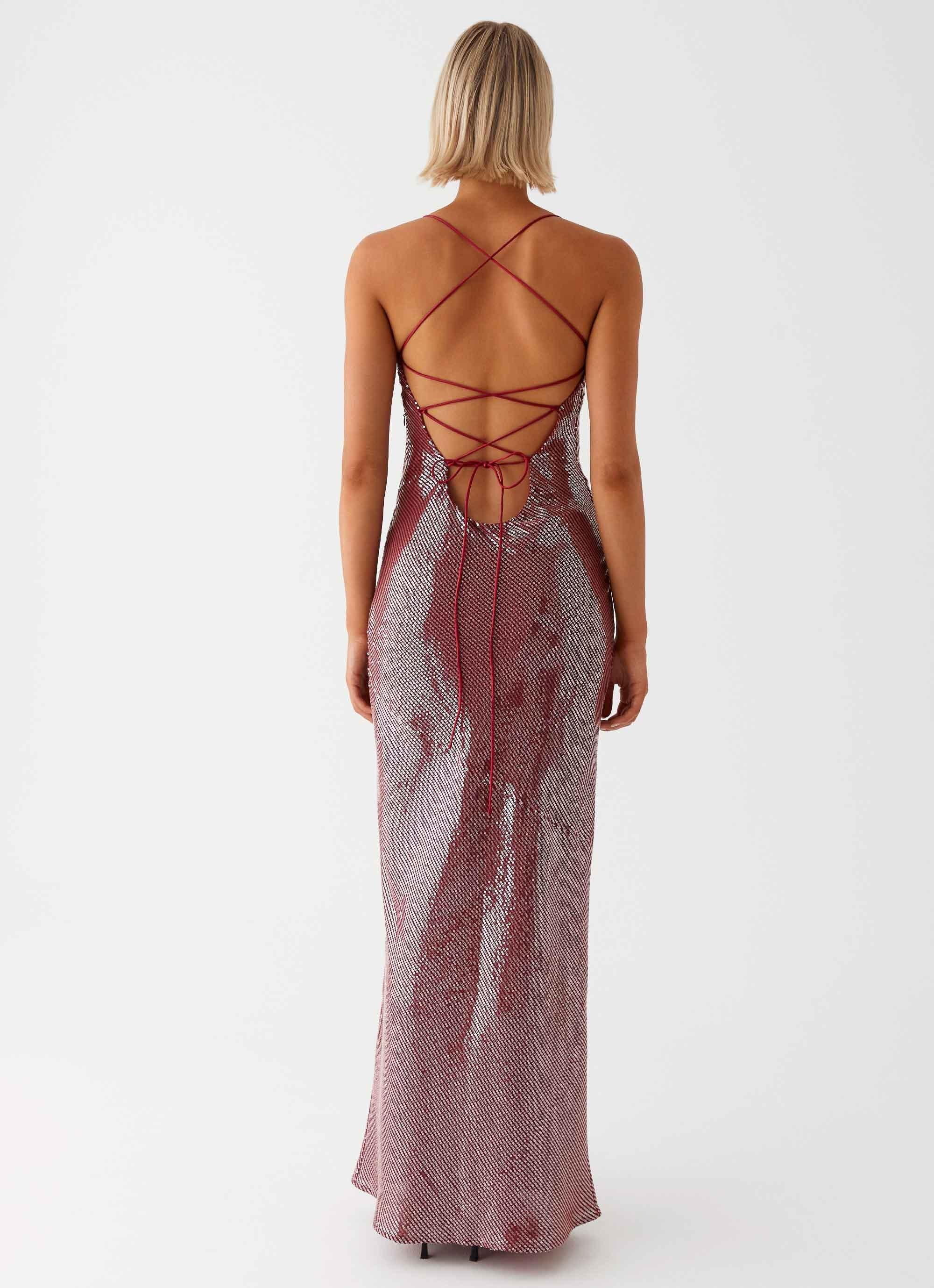 Jada Sequin Maxi Dress - Red Product Image