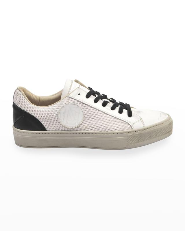 Mens Mesh Two-Tone Leather Logo Sneakers Product Image